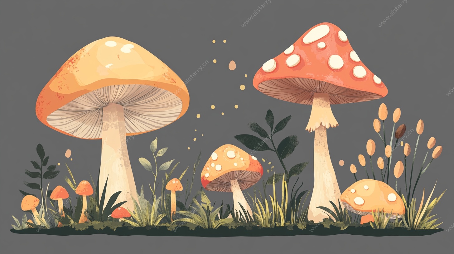 梦幻蘑菇插画