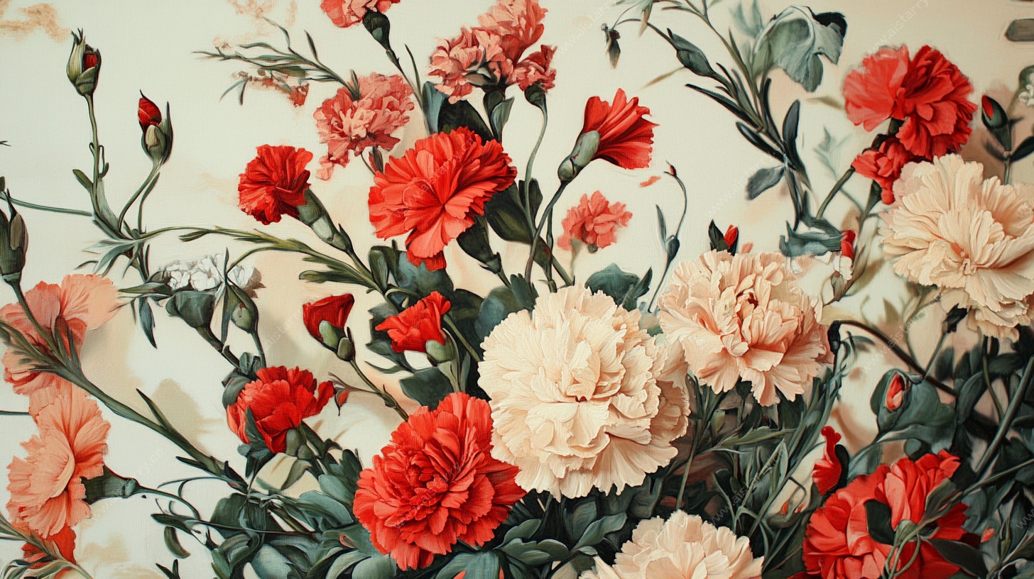 艳丽多彩康乃馨花卉图