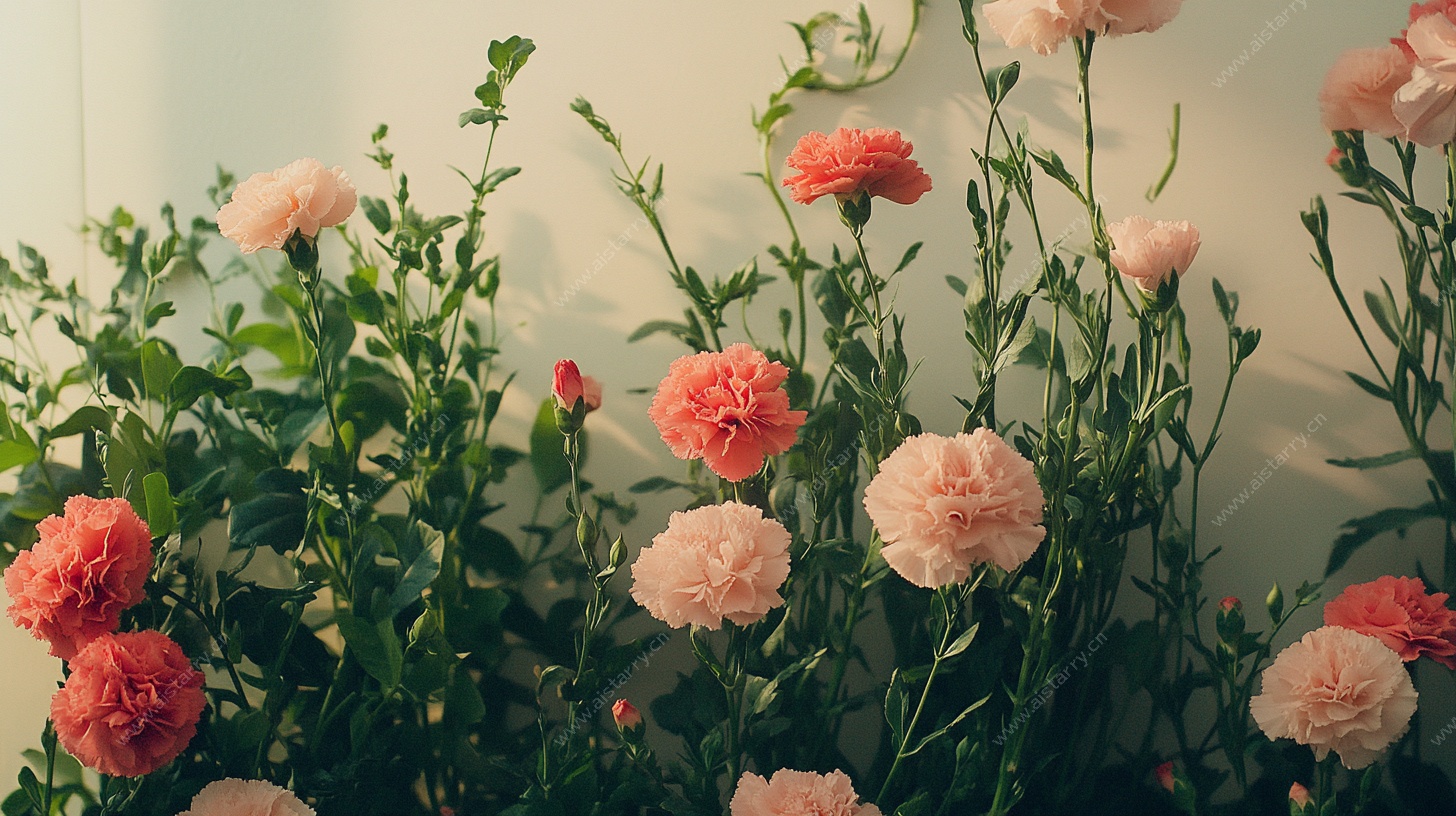 粉色康乃馨静物花卉图