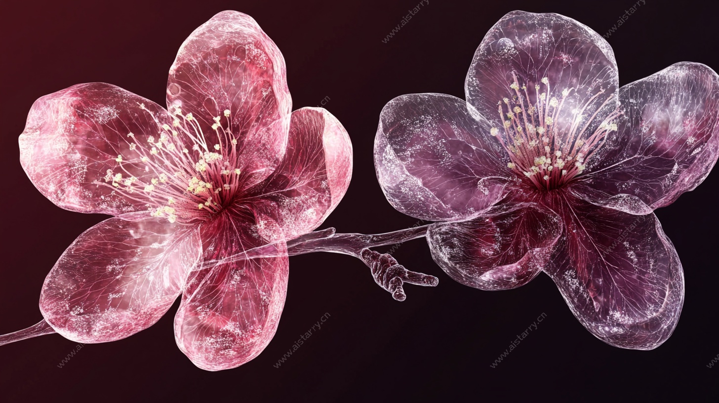 梦幻透明樱花插画