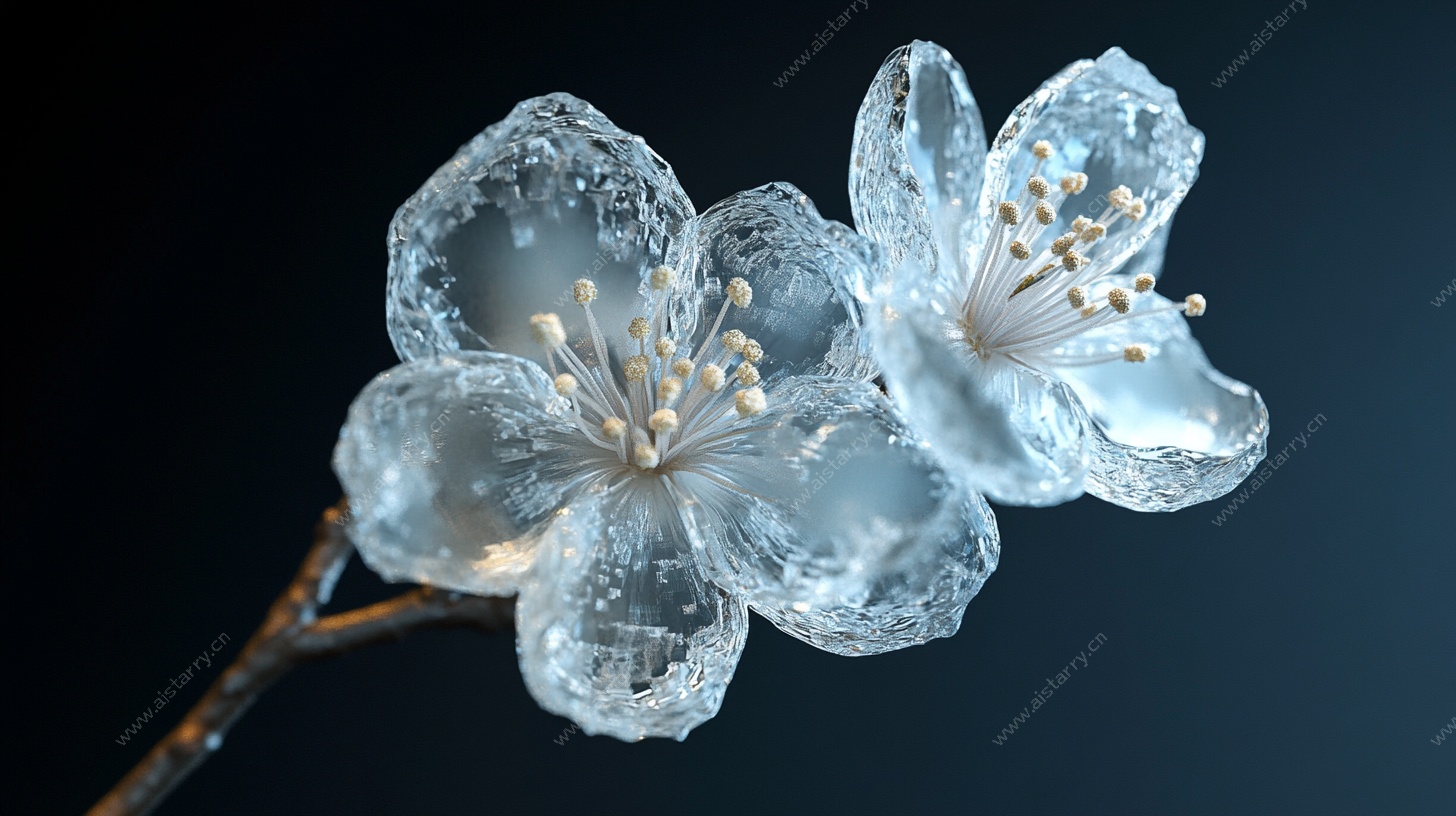 冰晶花朵特写