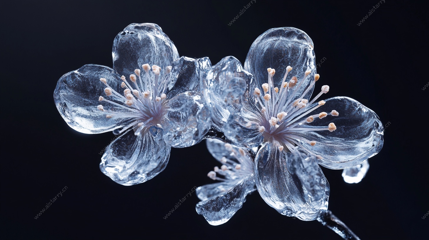 透明冰晶花朵艺术特写