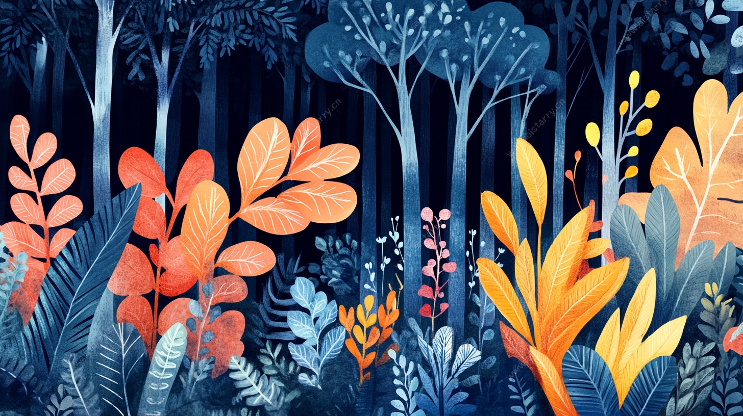 梦幻森林植物插画