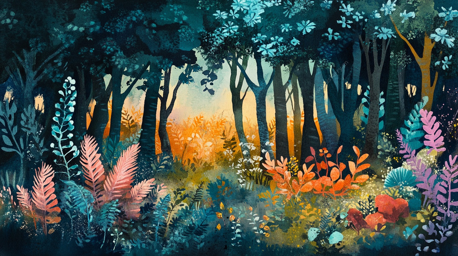 梦幻森林黄昏景象