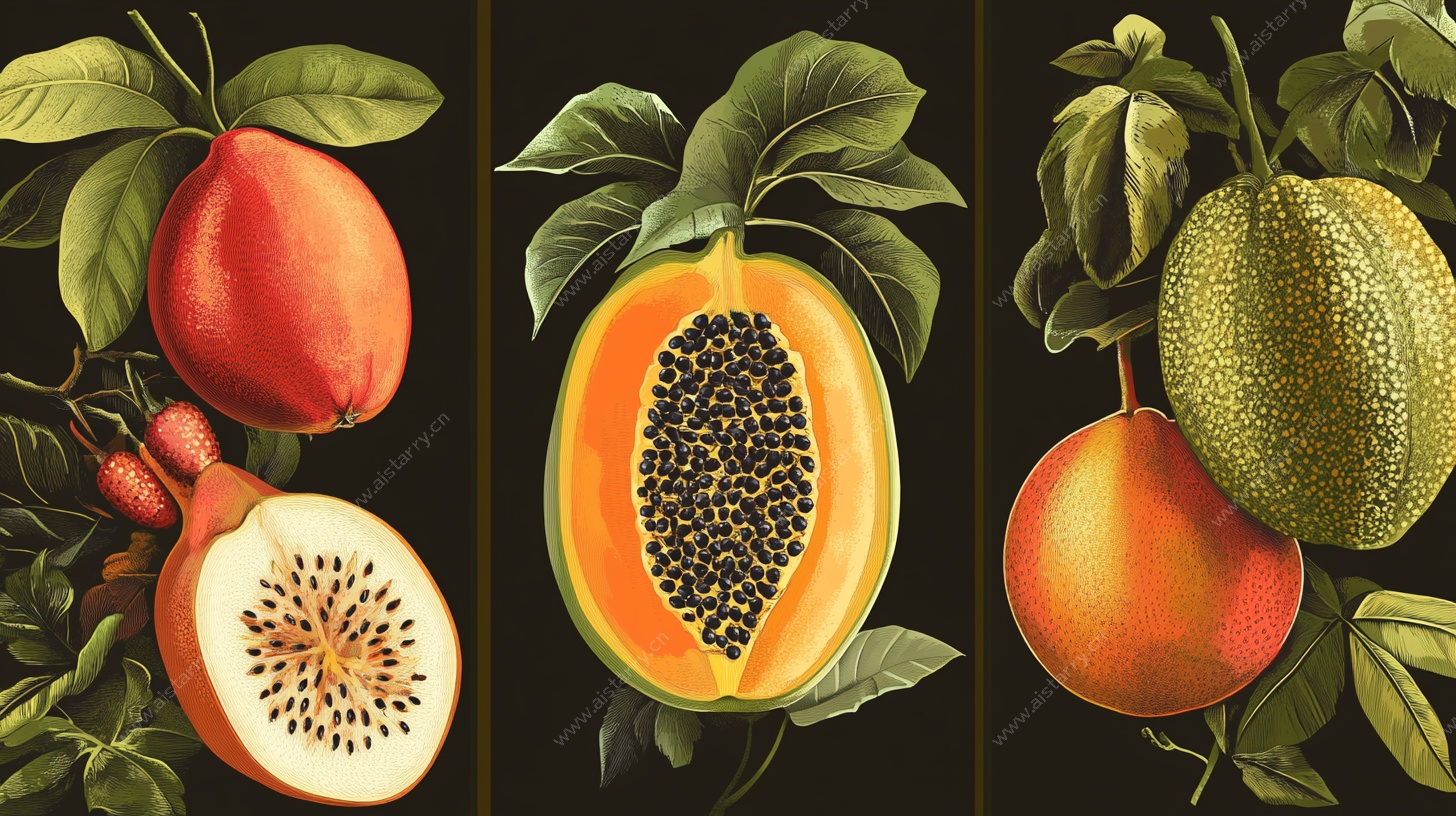 复古风水果插画展示