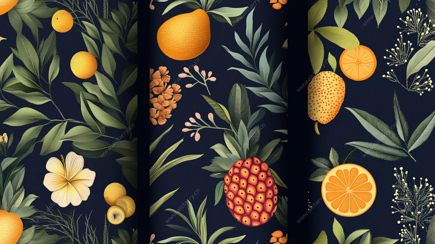 热带水果植物图案背景图