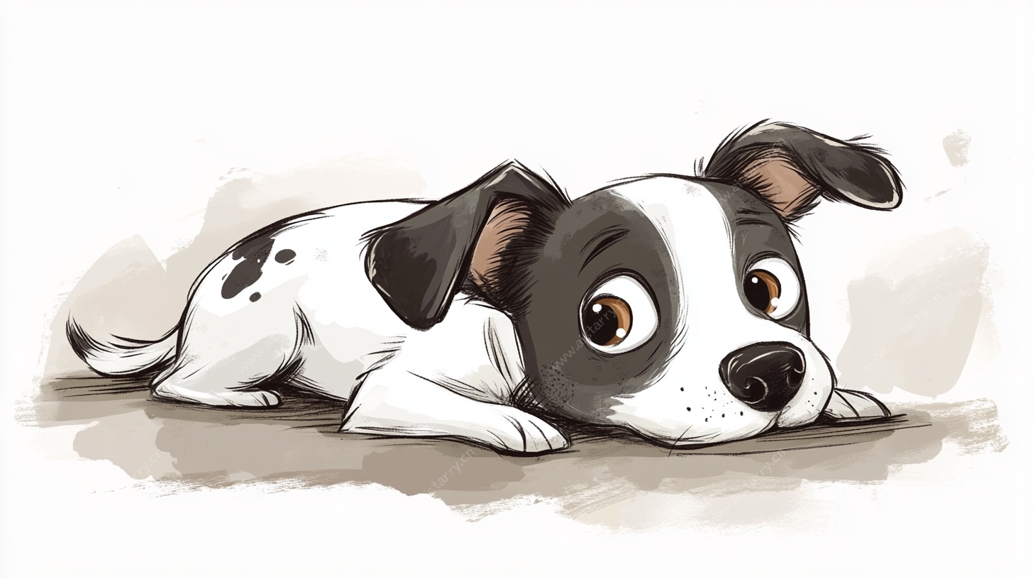 趴着的可爱斑点小狗