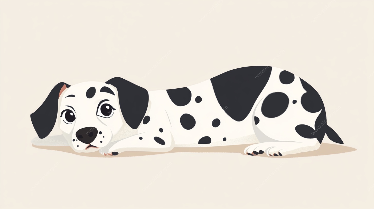 趴着的斑点小狗插画