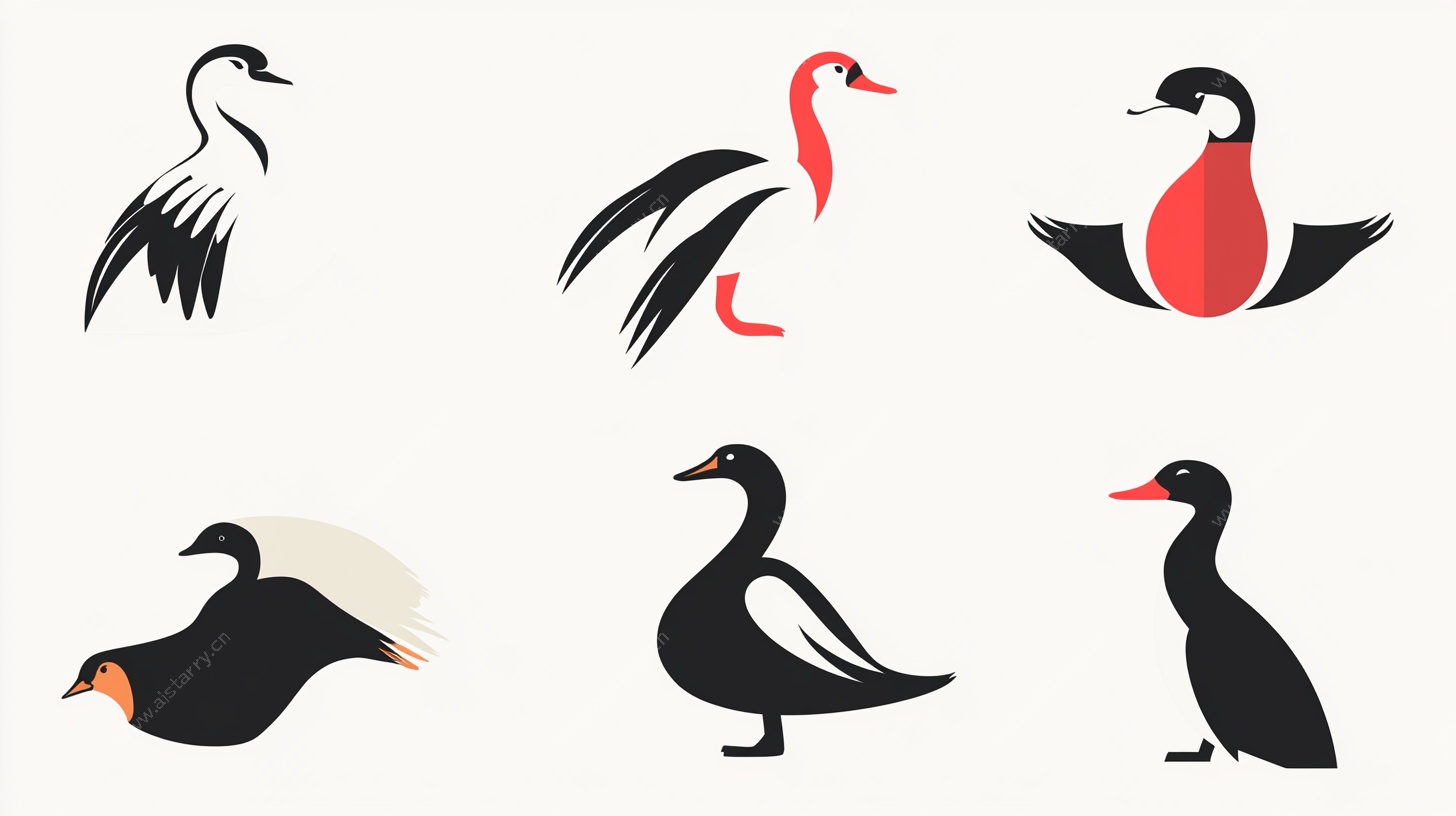 鸟类简约插画集合