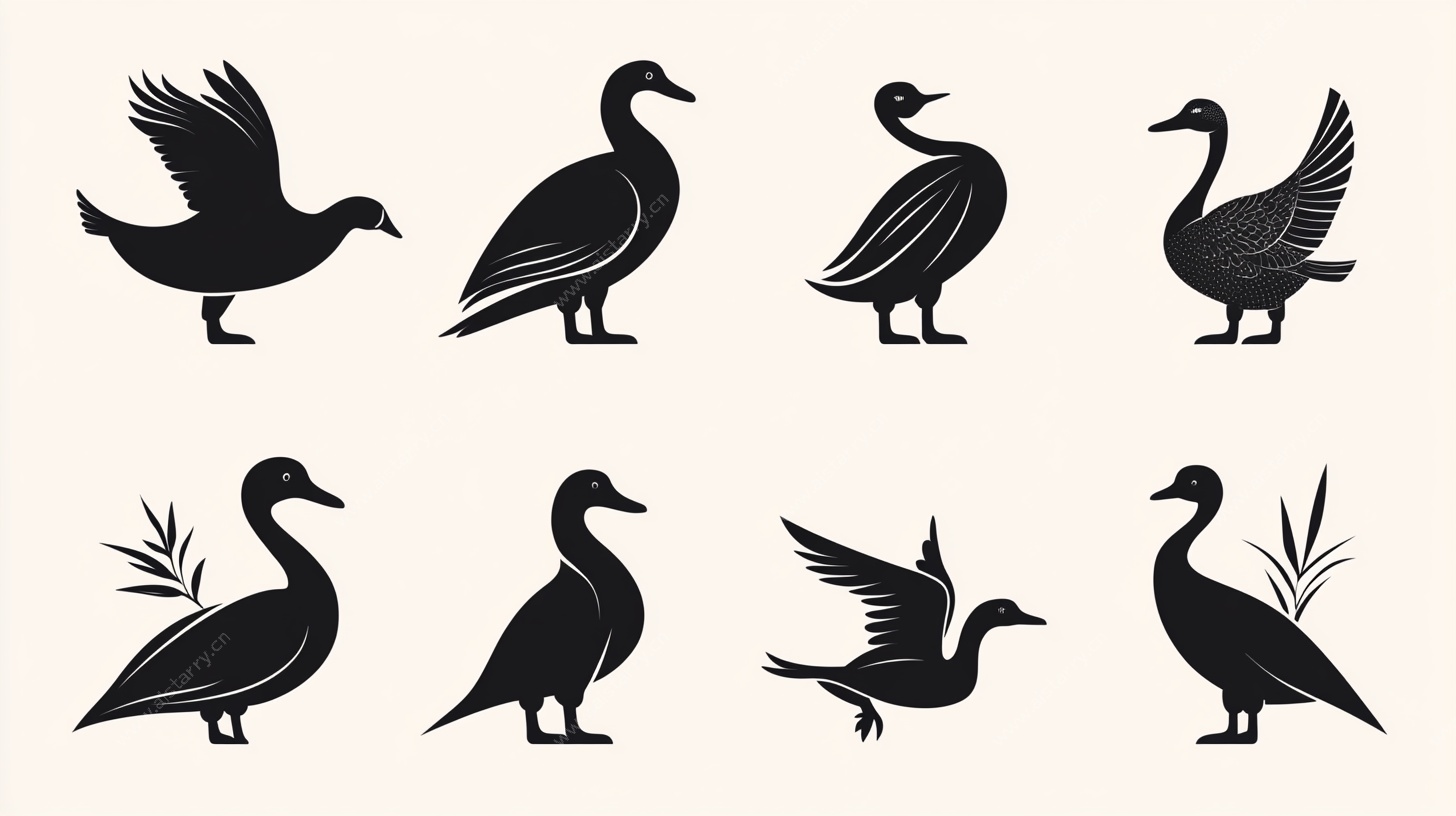 鸭类剪影集合