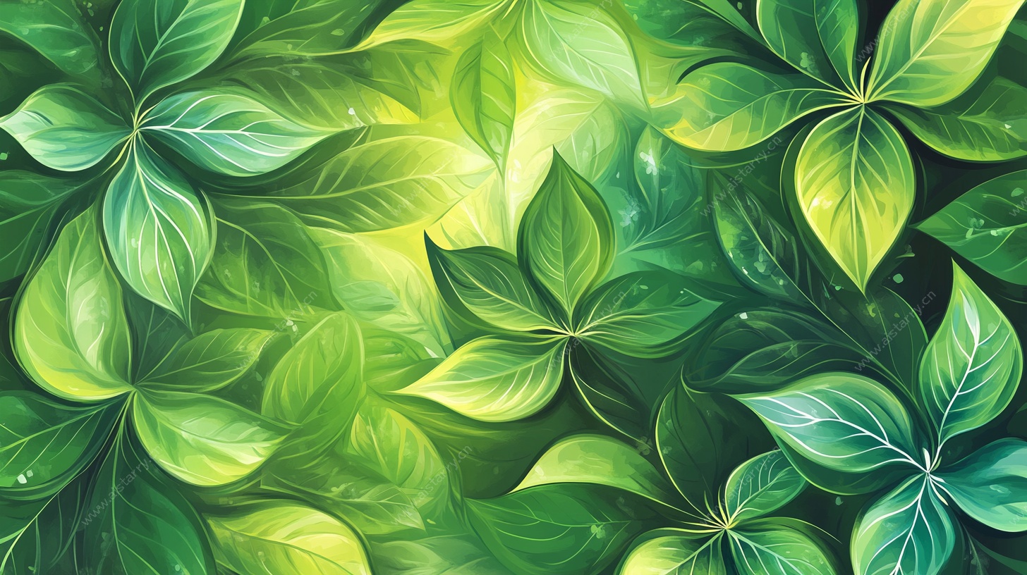 清新绿叶背景图