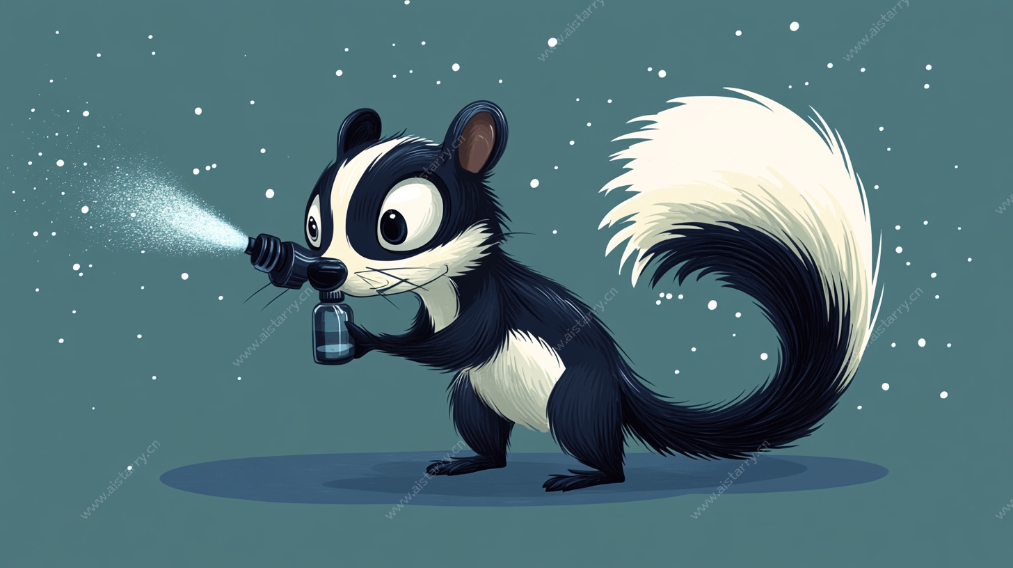 喷喷雾的可爱臭鼬