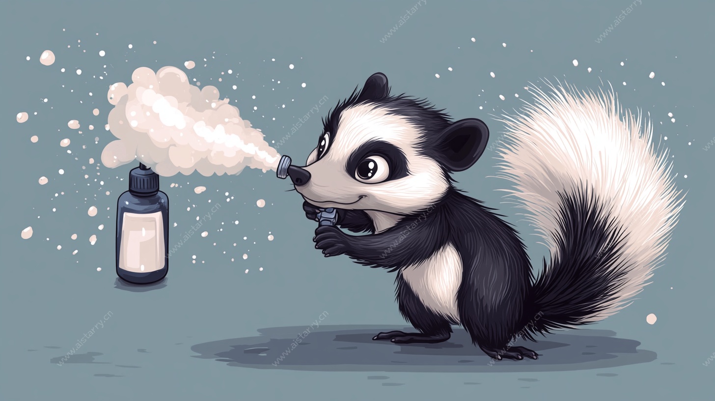 臭鼬喷香雾插画