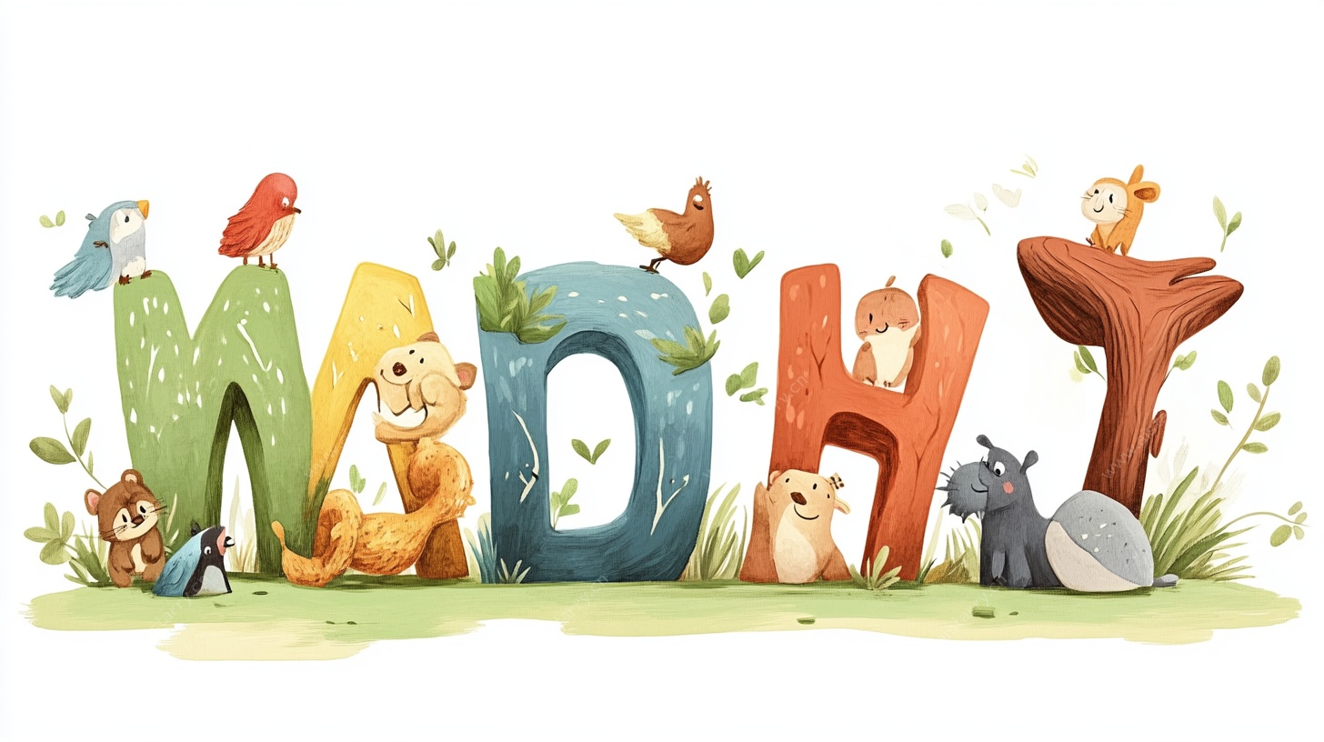 动物环绕的创意字母插画