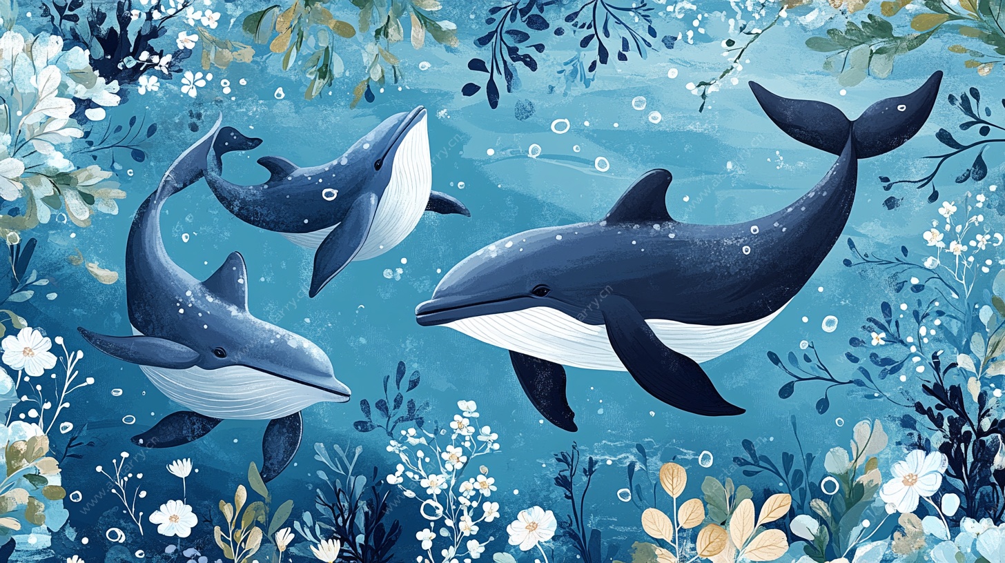 海洋精灵 灵动海豚游弋图