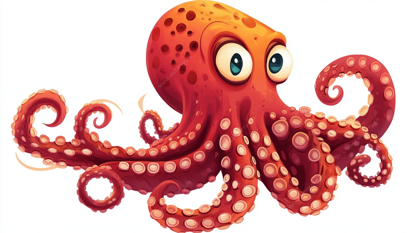 可爱红章鱼卡通形象