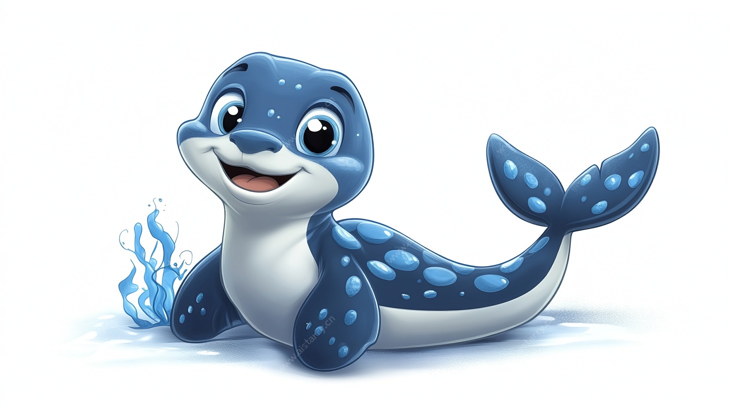 可爱蓝斑小海豹插画