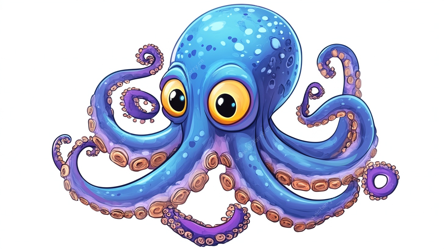 可爱蓝色卡通章鱼形象