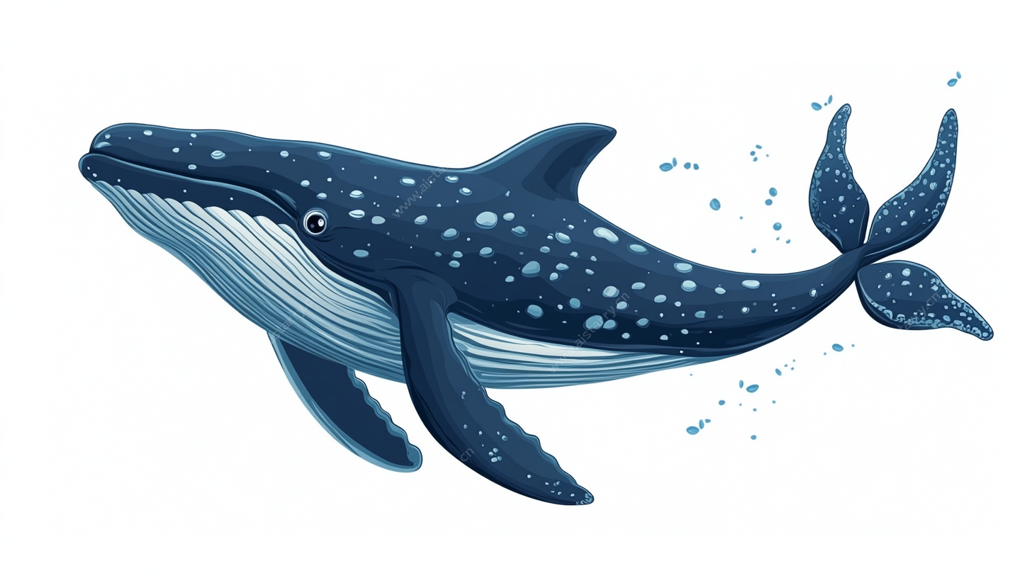 蓝色梦幻鲸鱼插画
