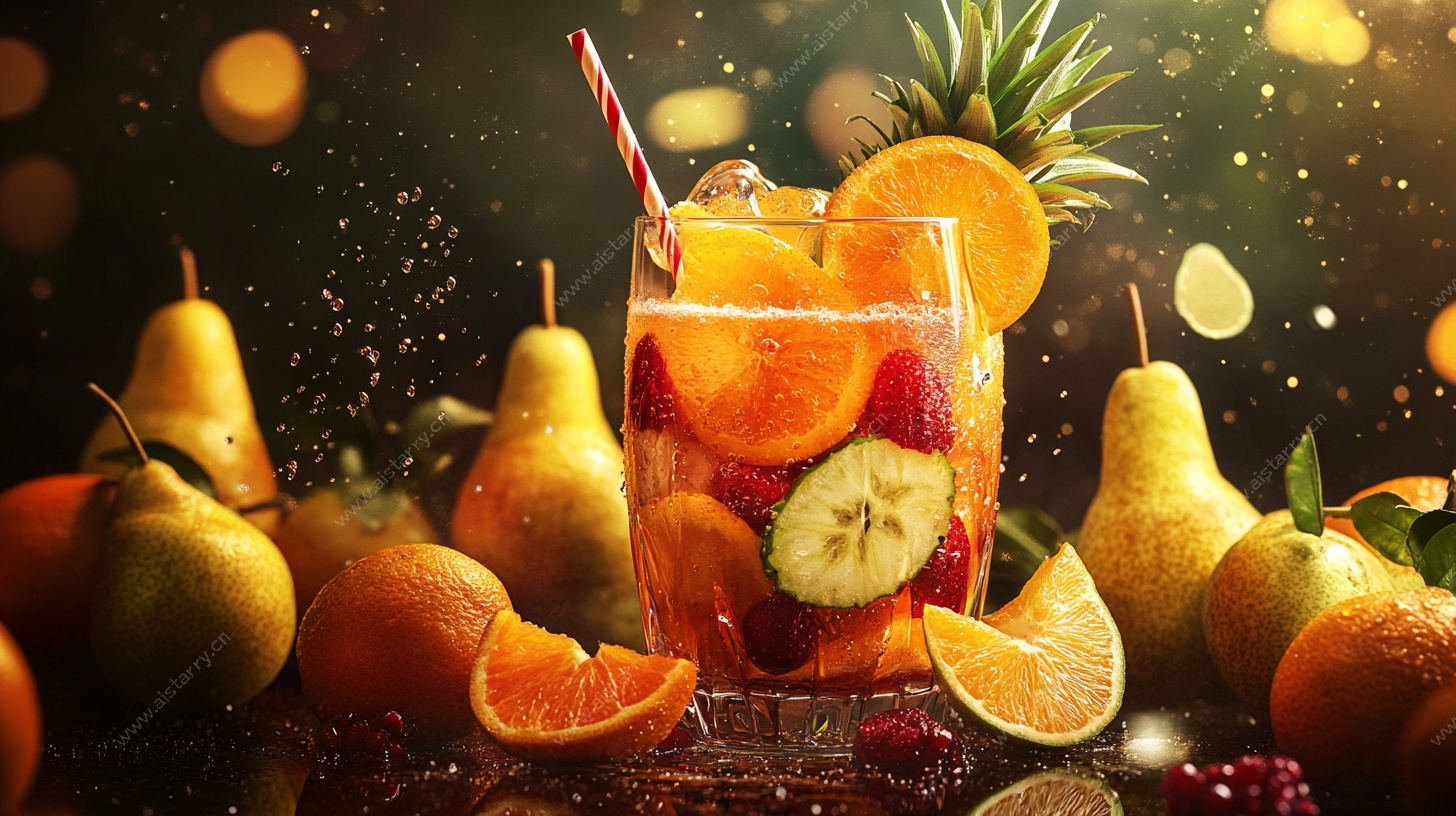 缤纷水果鸡尾酒特写