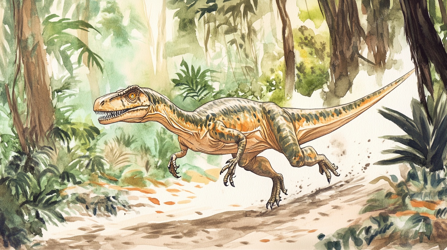 森林中的奔跑恐龙
