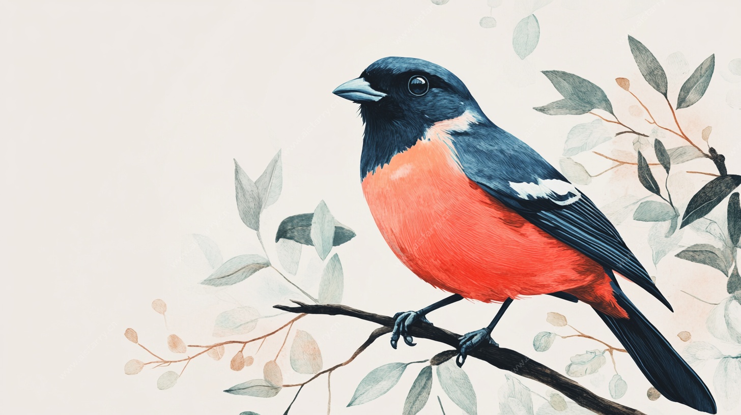 栖息枝头的多彩小鸟