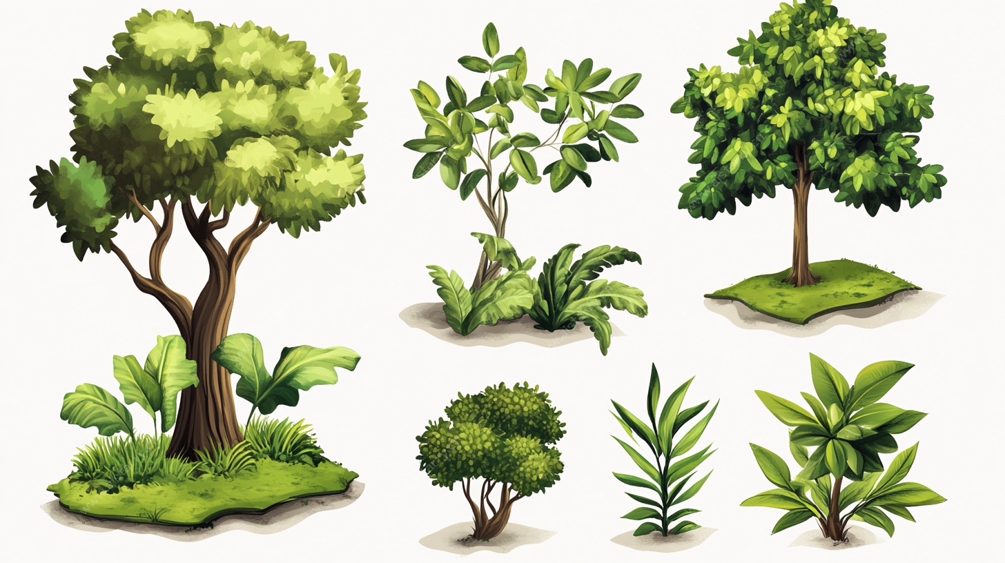 多样绿植插画集合