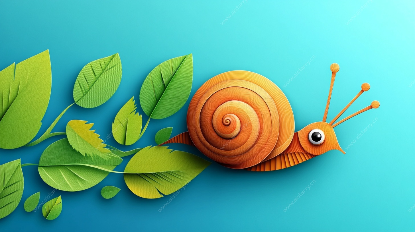 纸艺蜗牛与绿叶的梦幻组合