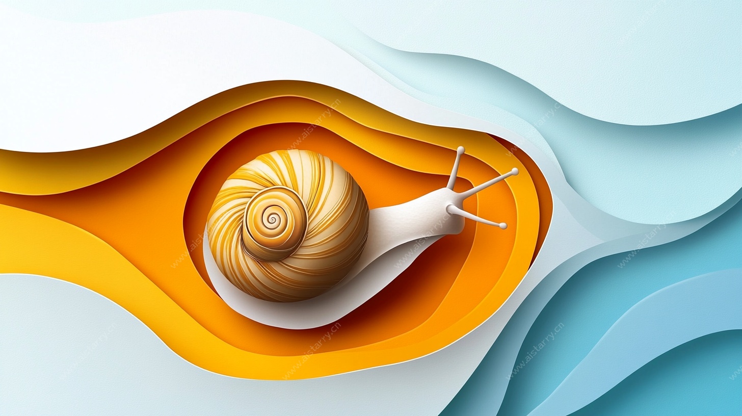 立体折纸风蜗牛艺术画面