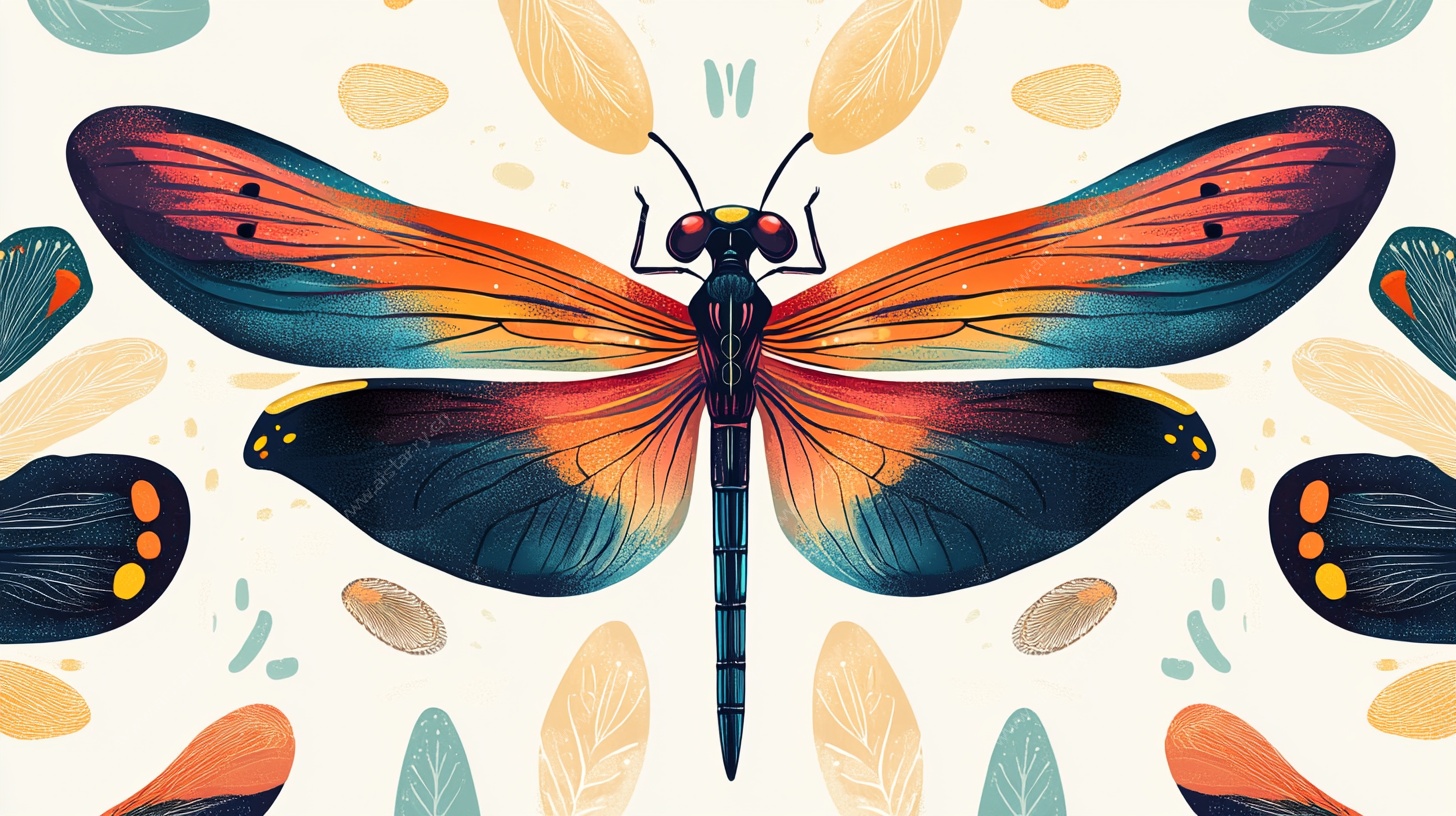 彩色蜻蜓图案插画