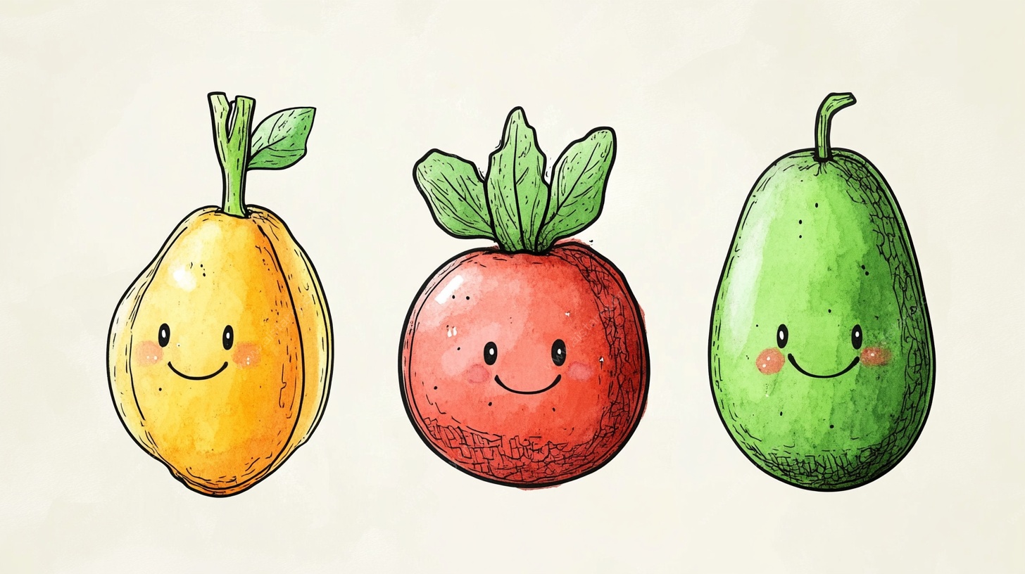可爱笑脸水果插画
