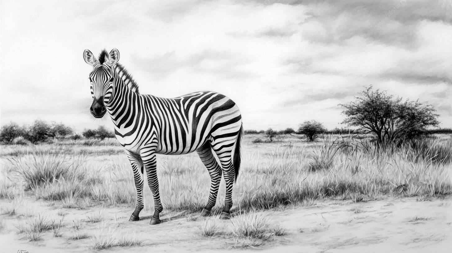 黑白斑马草原独站图景