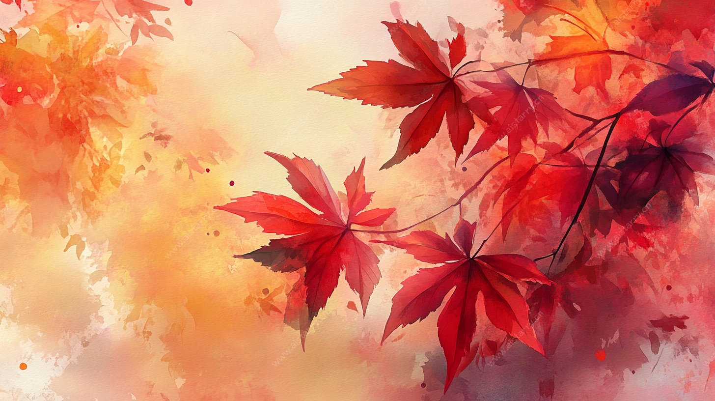 秋意枫叶水彩绘