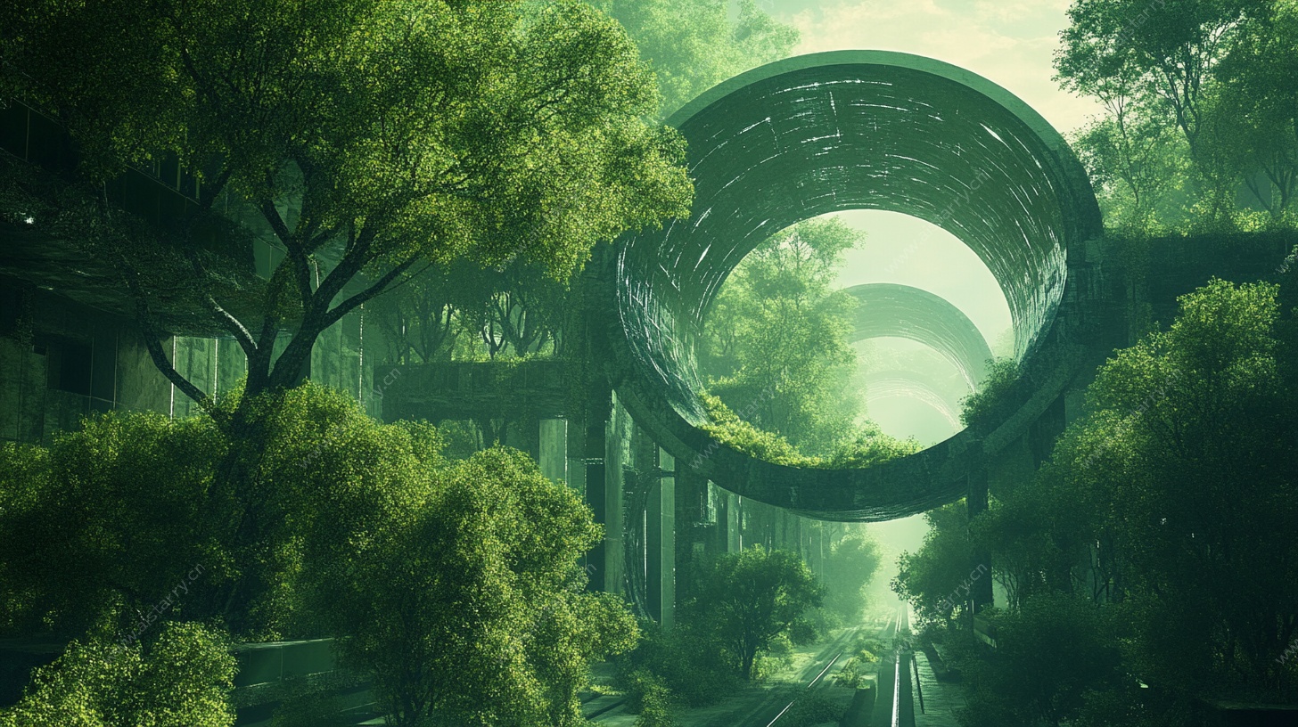 未来森林环形建筑景观