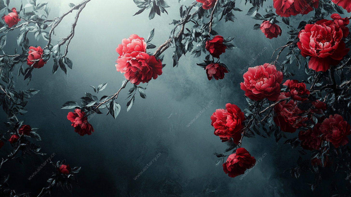 深红繁花 梦幻暗夜之景
