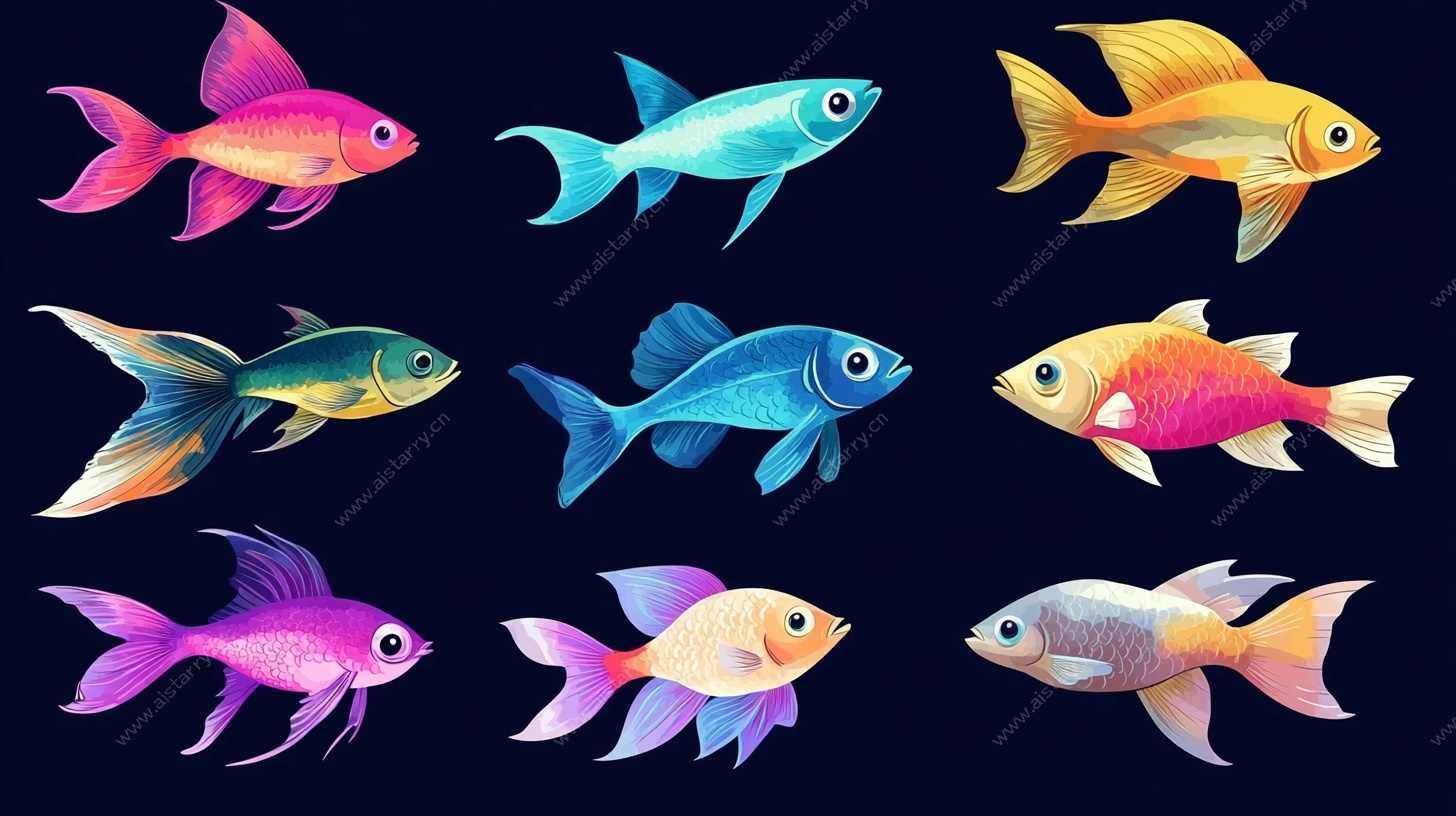 多彩金鱼插画集合