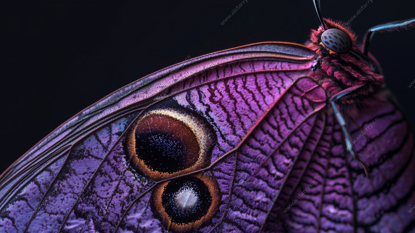 紫蝶特写 梦幻眼斑之美