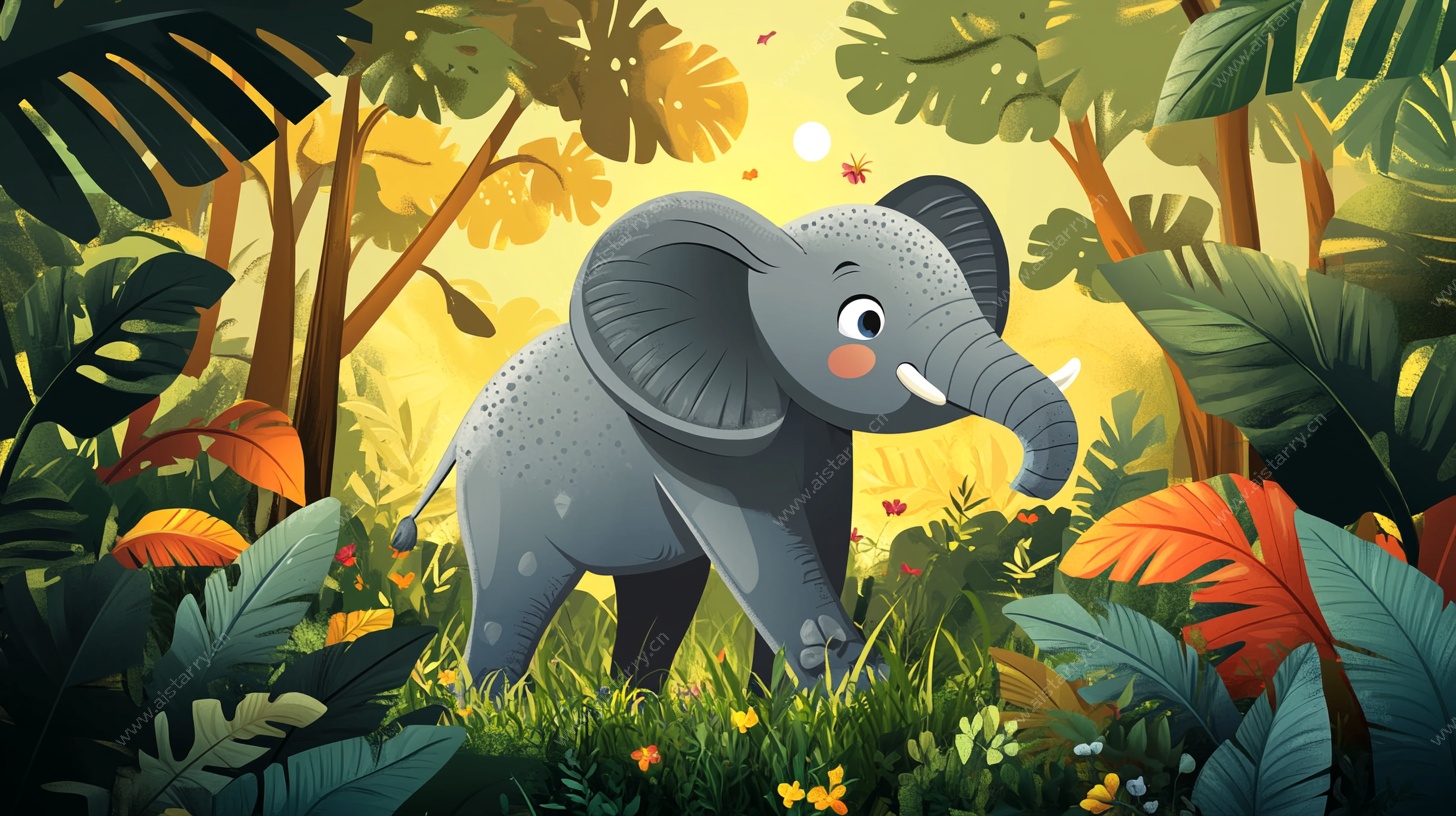 丛林中的可爱小象