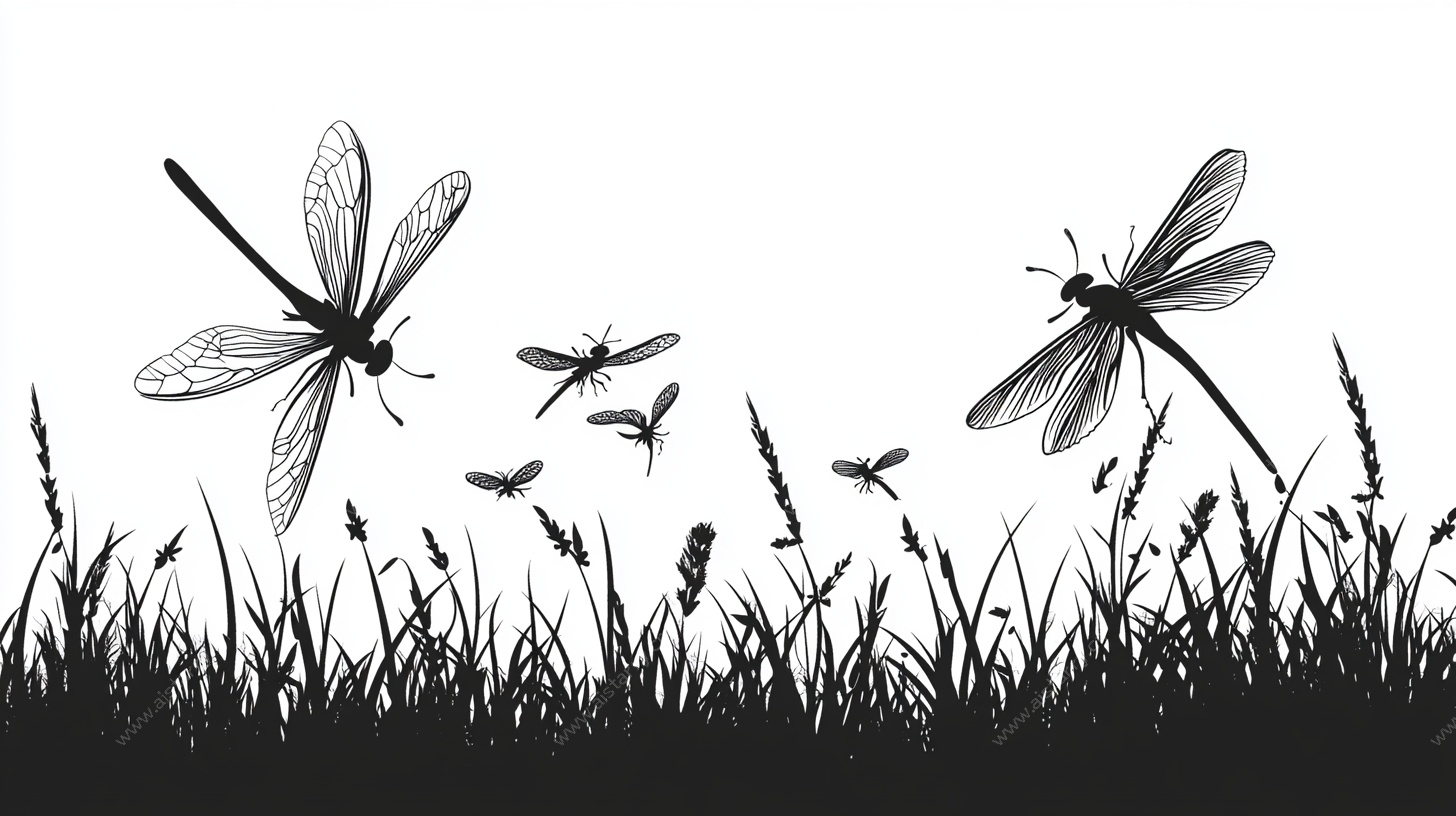 草间蜻蜓剪影图