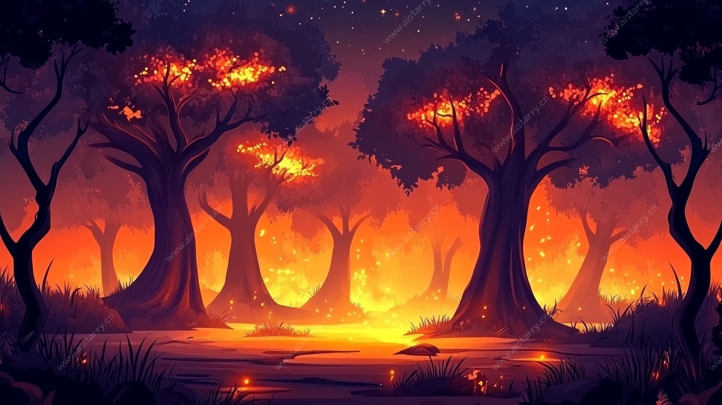 梦幻黄昏中的神秘森林