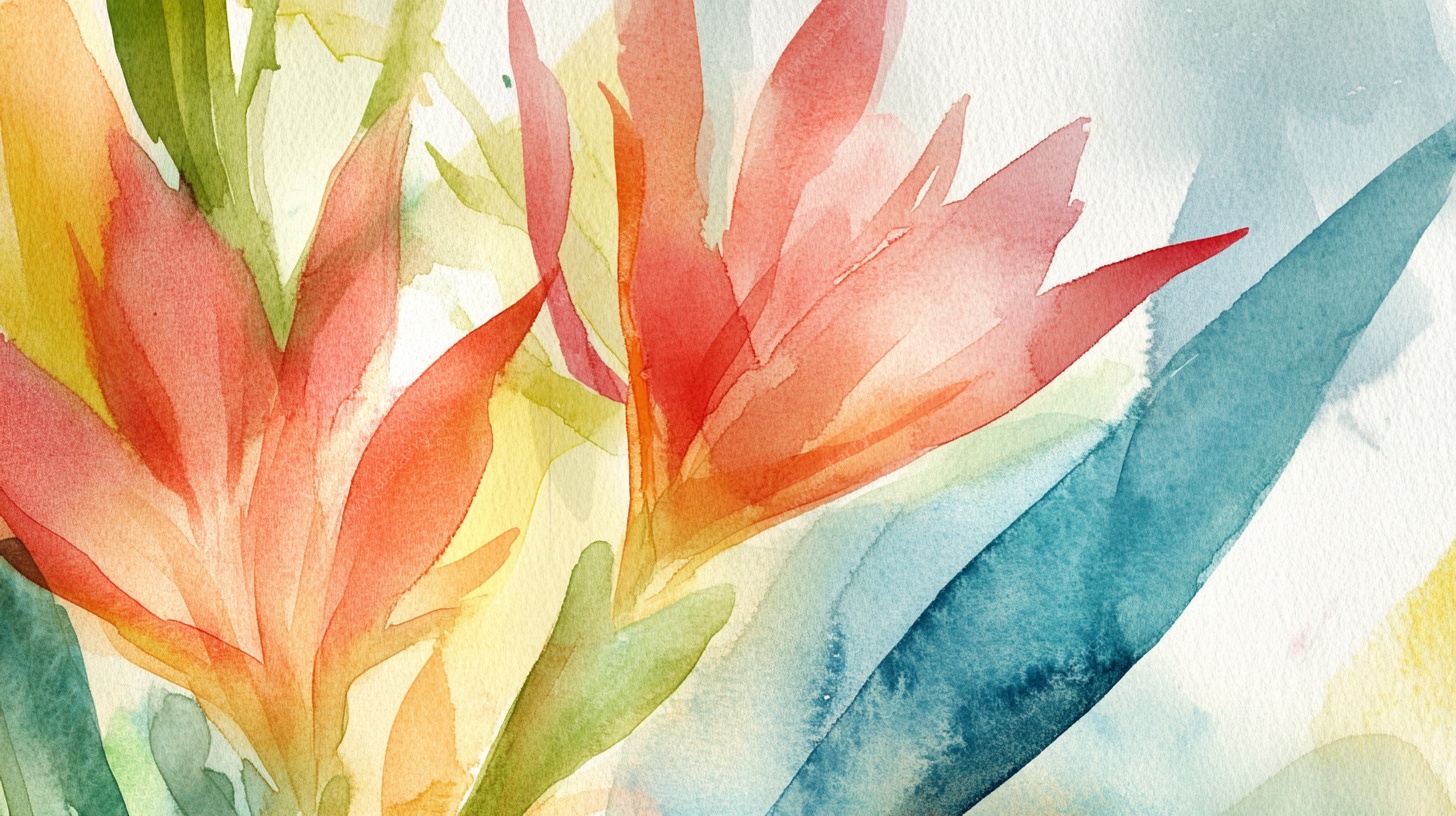 水彩绘艳丽花卉