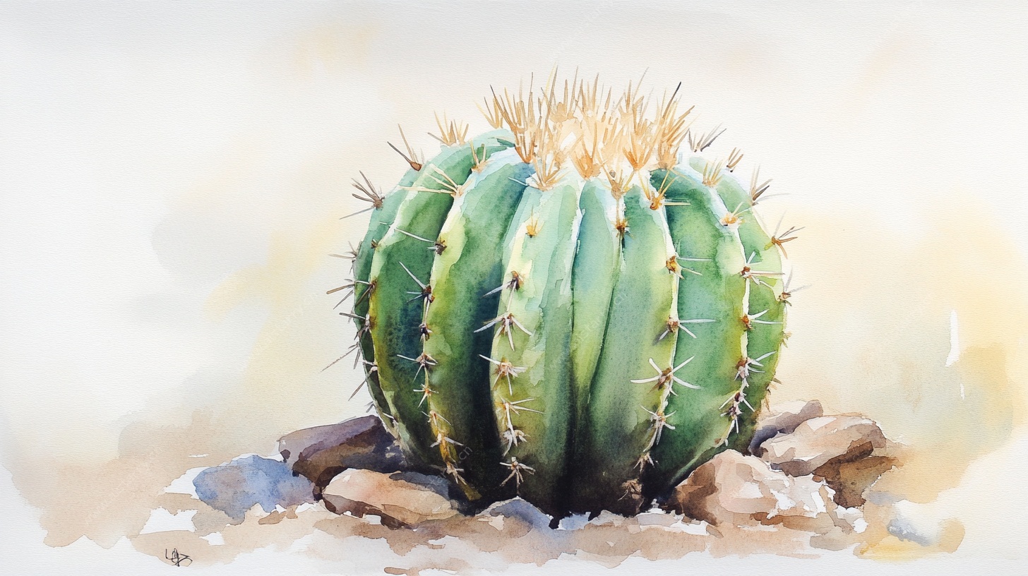 水彩风仙人球特写