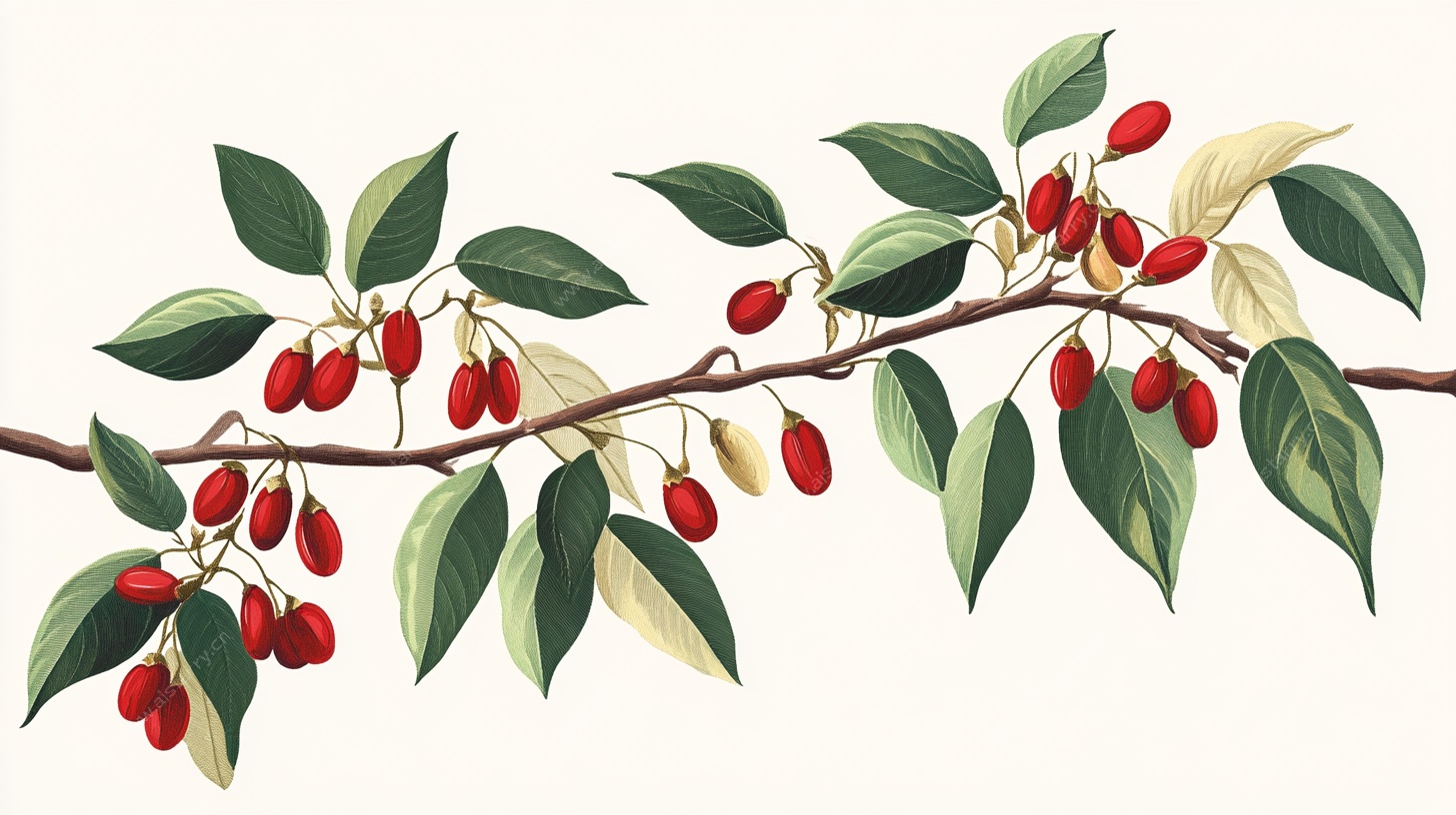 枸杞枝叶插画