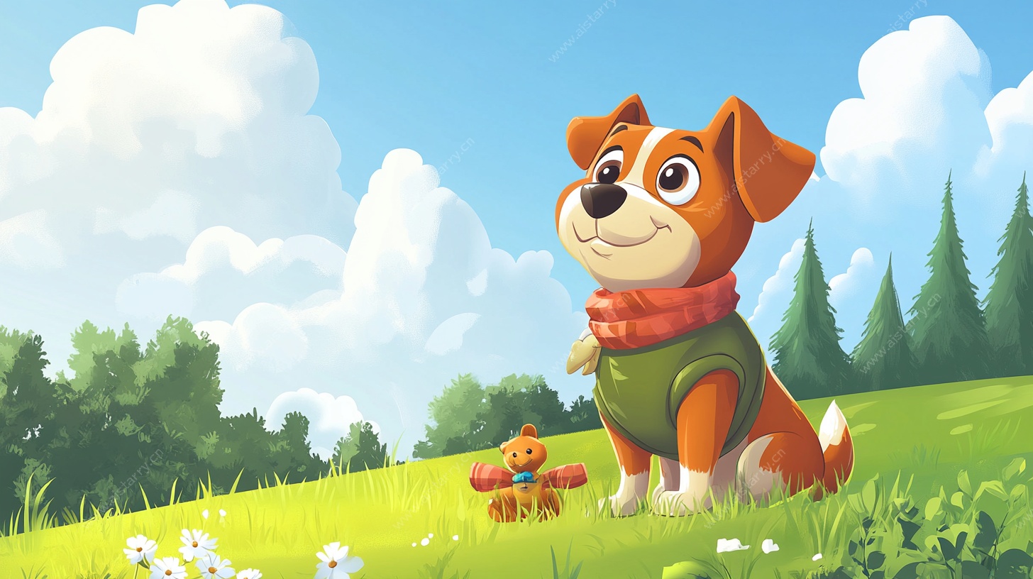 田野中的可爱小狗