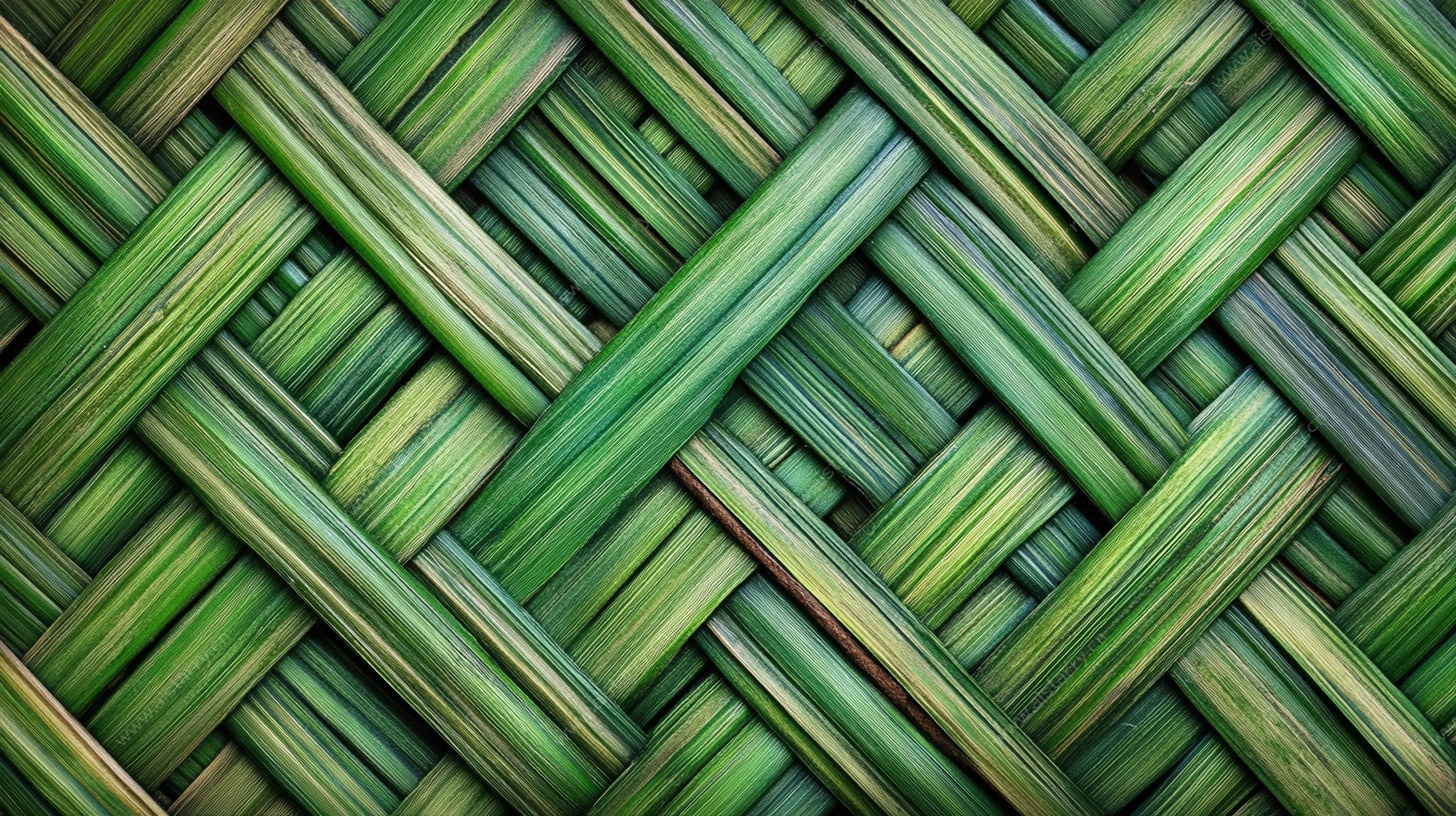 绿色草编纹理图案