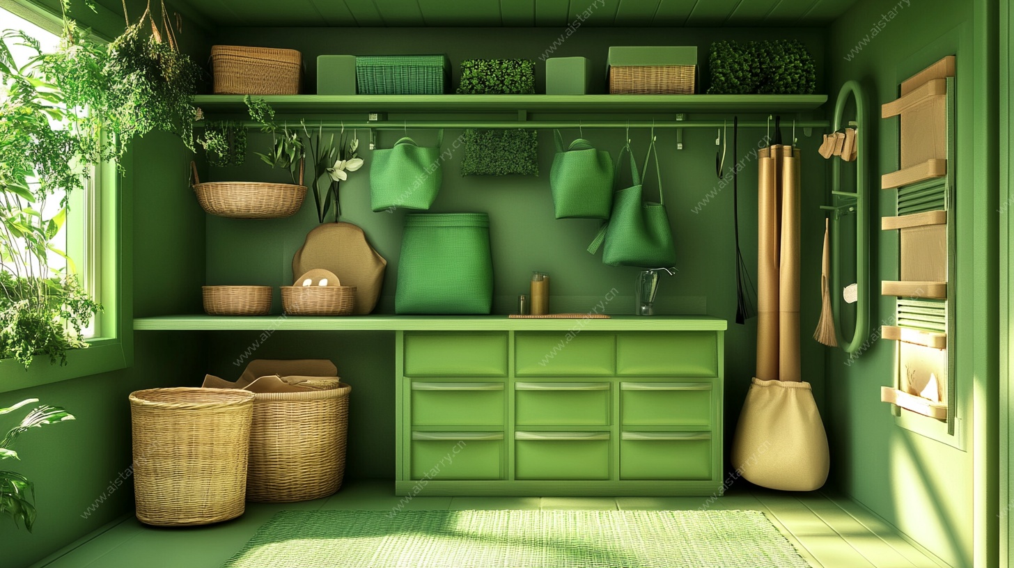 清新绿调厨房一角