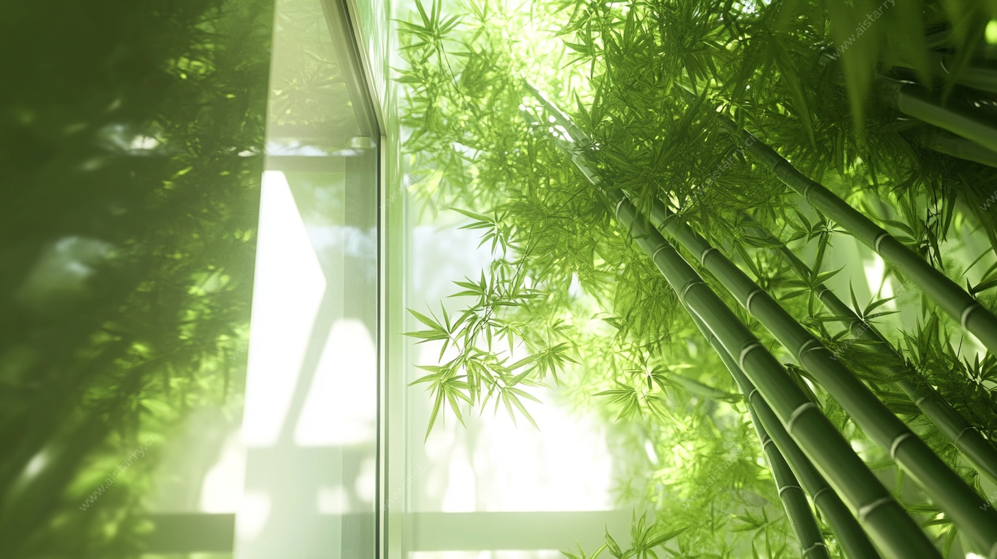 窗边翠竹 自然清新景象