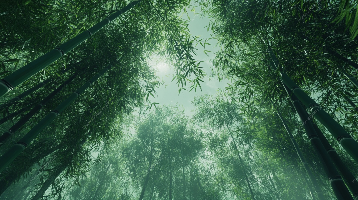 翠竹林间的朦胧光影