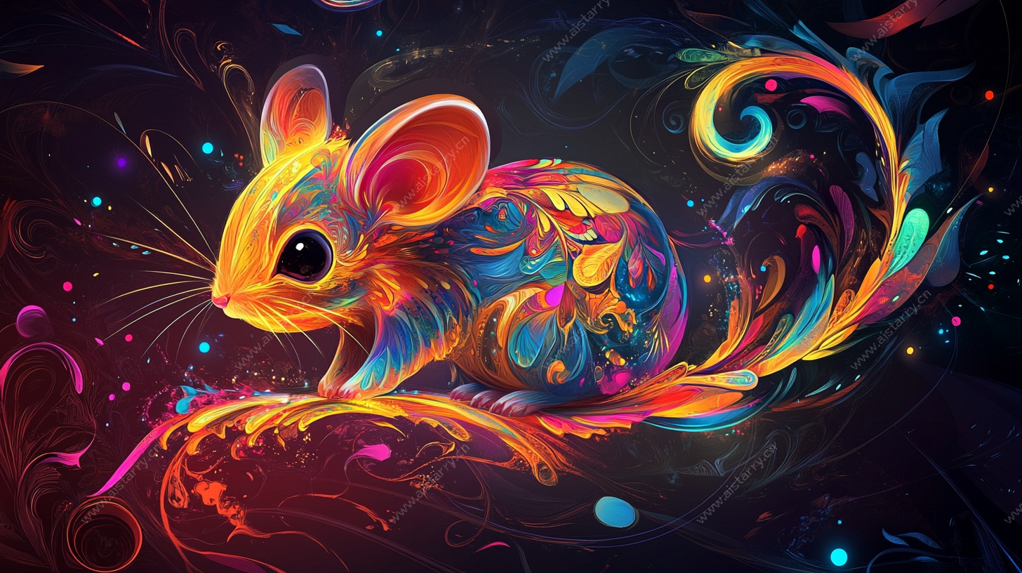 梦幻彩鼠插画