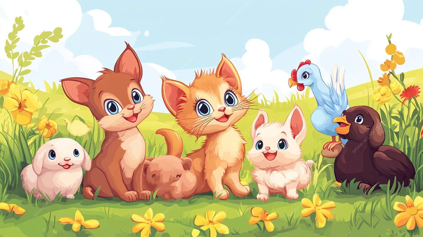 田园可爱小动物欢乐聚会